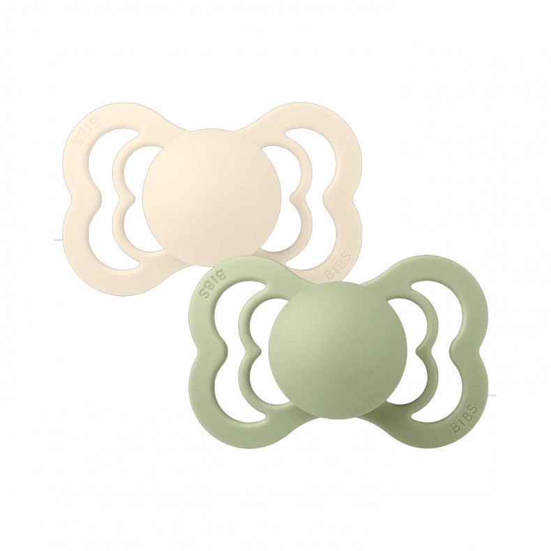 2 CHUPETES BIBS COLOURS IVORY/SAGE 6-18M - Kidshome