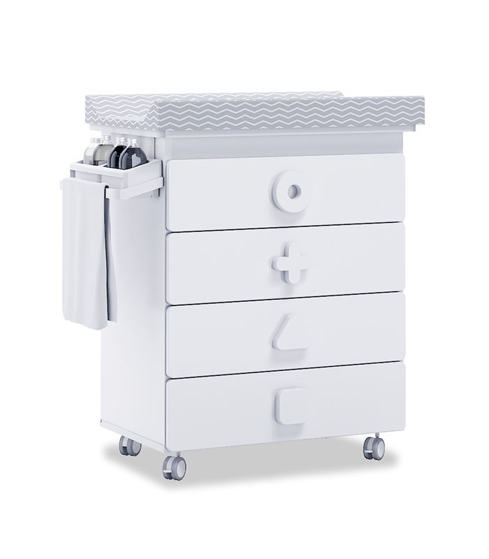 Mueble-bañera-cambiador con ruedas blanco 3 - B750-2300