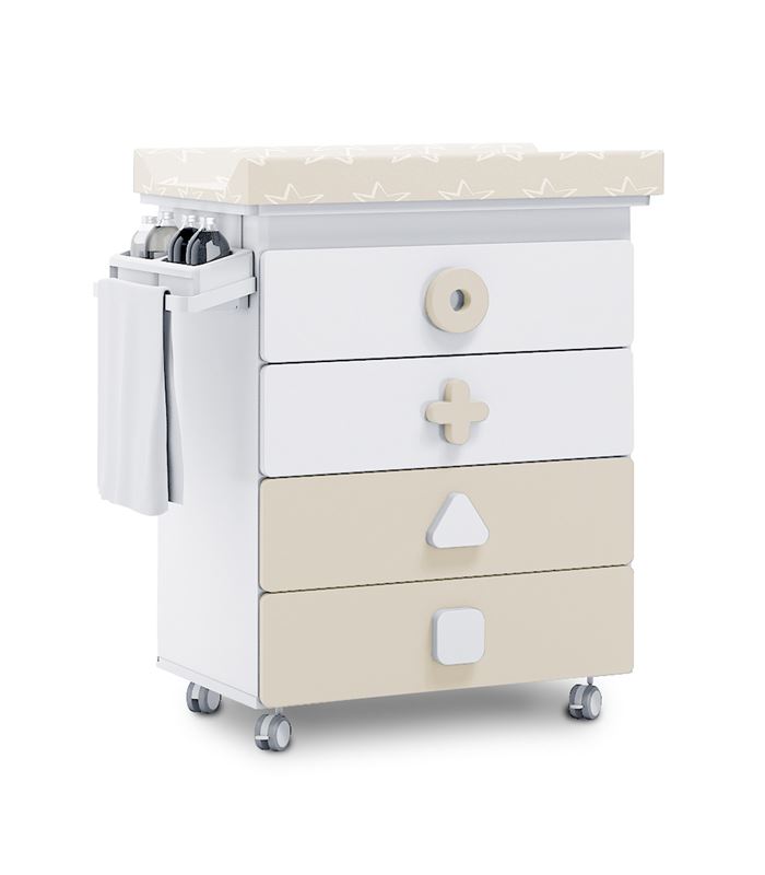 Mueble-bañera-cambiador con ruedas beige 2 - B750-2315
