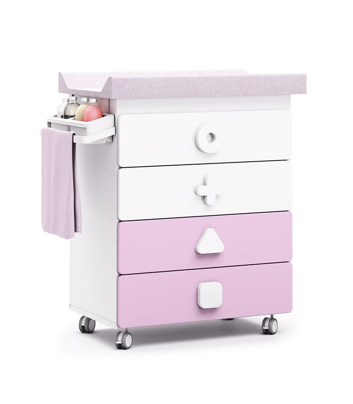 Mueble-bañera-cambiador con ruedas rosa - B750-G2318