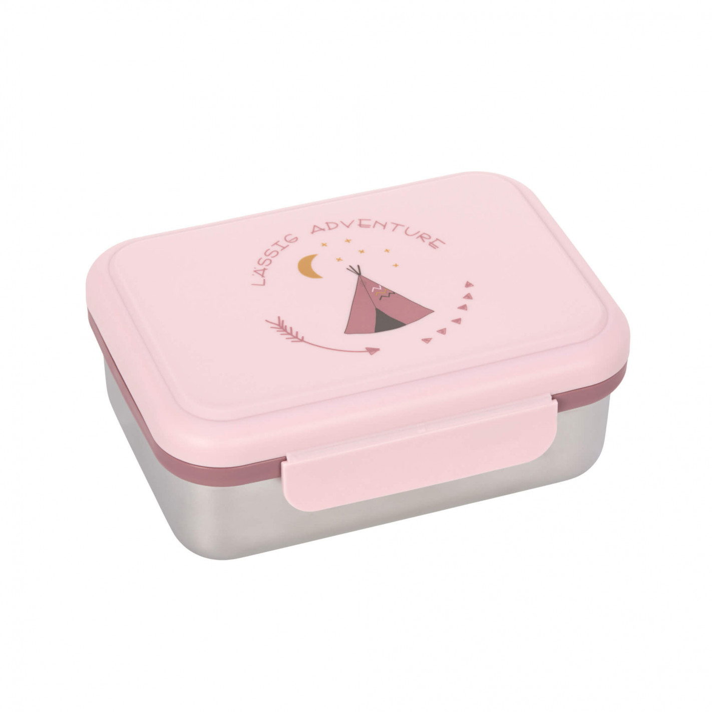 LÄSSIG Fiambrera para niños con división extraíble color rosa sin BPA/Adventure Tipi 
