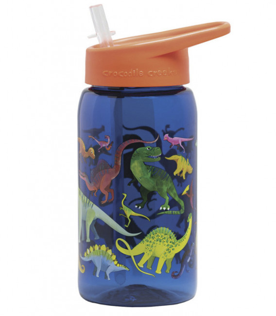  Botella de agua de dinosaurio con tapa de pajita